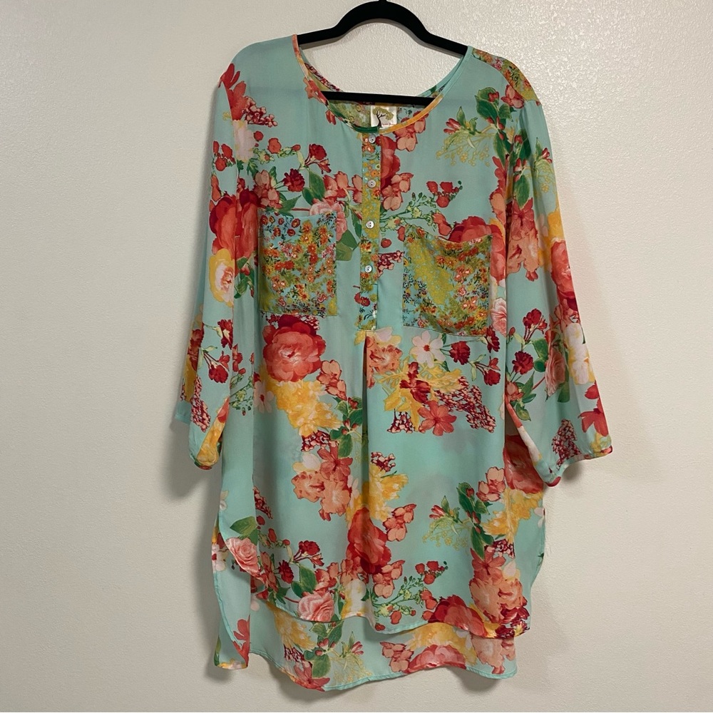 Fig & Flower Anthropologie Floral Tunic Size 3X